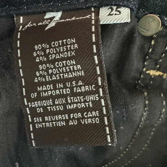 7 For All Mankind Kimmie Straight Leg Mid-rise Jeans Dark Wash Size 25 - Picture 2 of 8